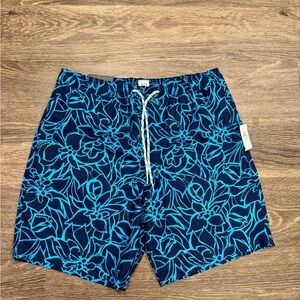 NWT GAP Blue Floral 8" Swim Trunks GapFlex Above Knee Men’s M